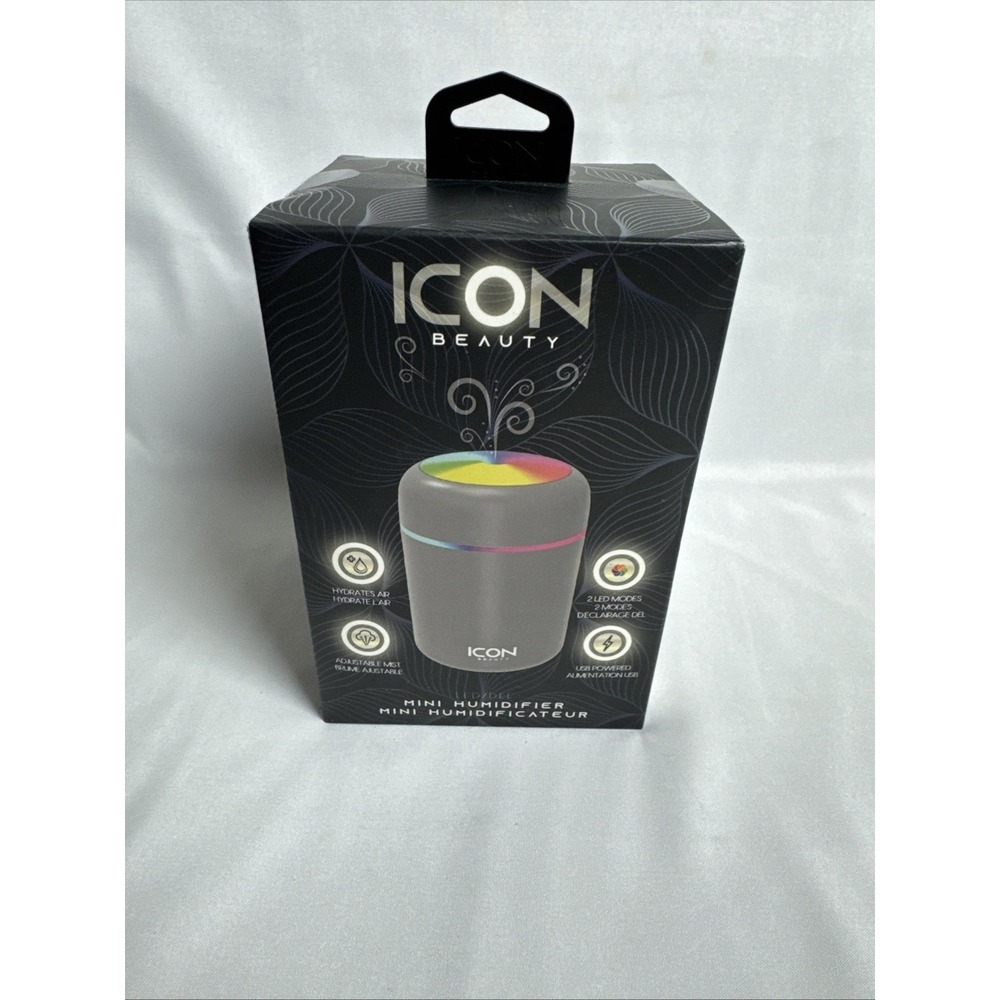 Icon Beauty Mini USB Humidifier LED Light Adjustable Cool Mist Rechargeable Desk